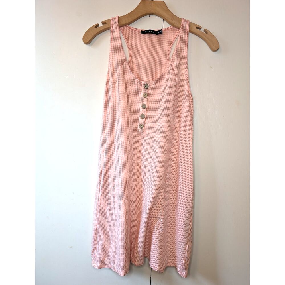 Doe & Rae Pink & White Pattern Button Dress